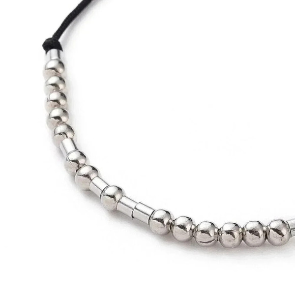 Inspirational Never Give Up Handcrafted Silver Black Unisex Morse Code Bracelet - Picture 1 of 5